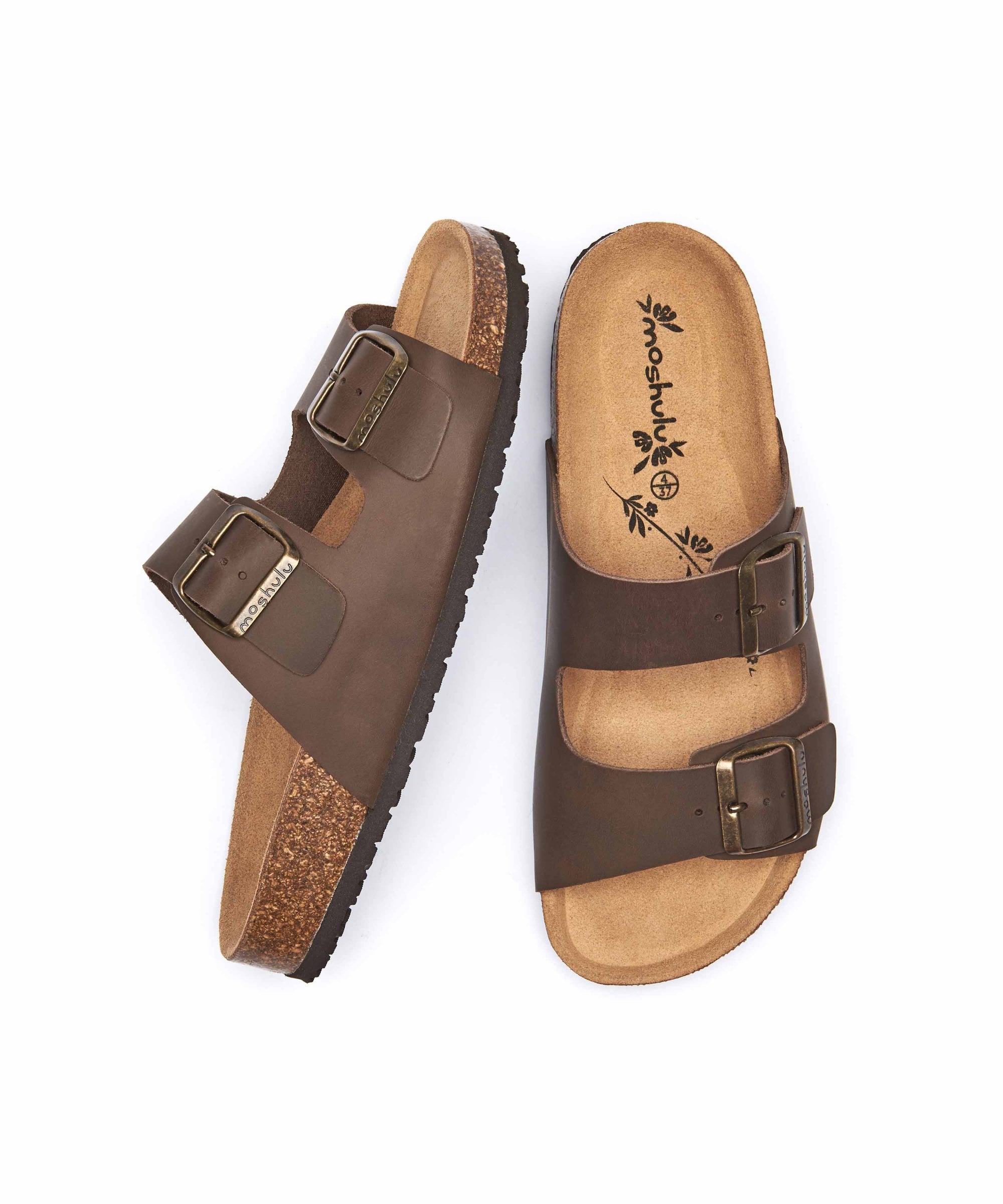 BAVARIA WAXY CHOCOLATE | Brown cork footbed mule sandals | Moshulu