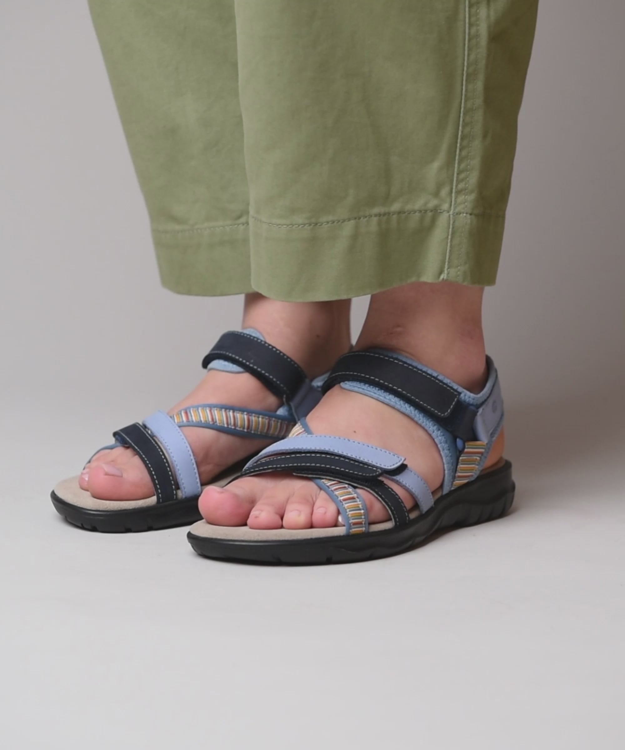 SEVERN INDIGO NUBUCK | Blue slim multistrap adventure sandals
