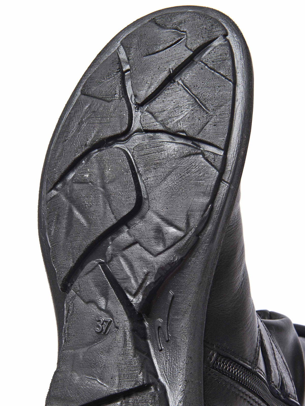 Black slouchy mid-length leather boots - TEACAKE BLACK
