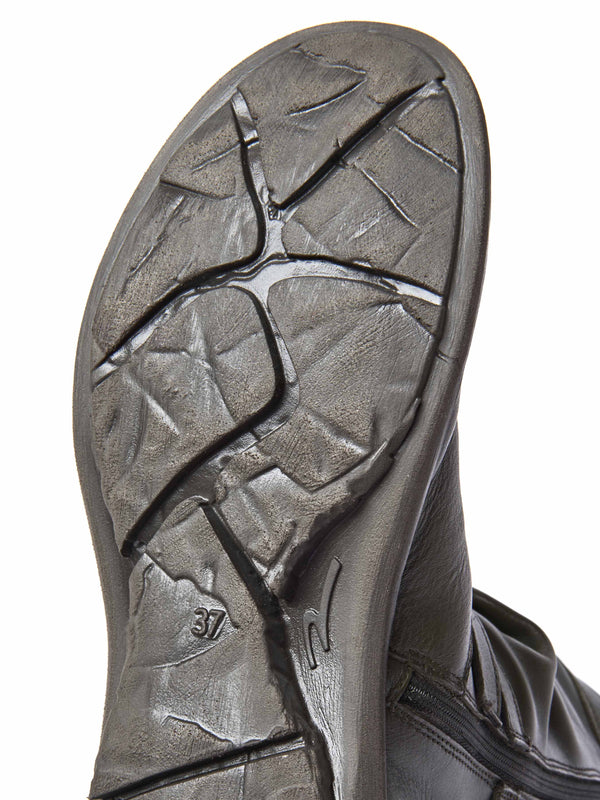 Green slouchy mid-length leather boots - TEACAKE OLIVE GREEN LEATHER