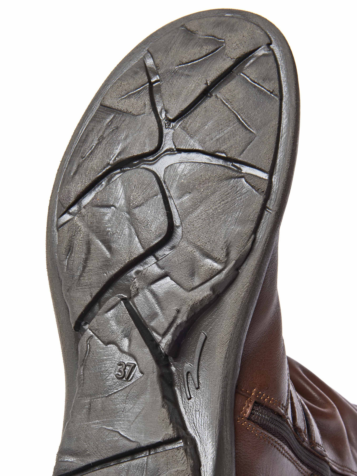 Brown slouchy mid-length leather boots - TEACAKE PECAN LEATHER