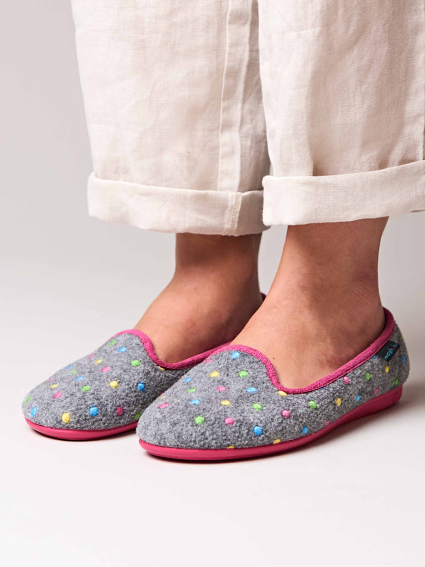 Grey mini-spot ballerina slippers - AMARETTI CHARCOAL