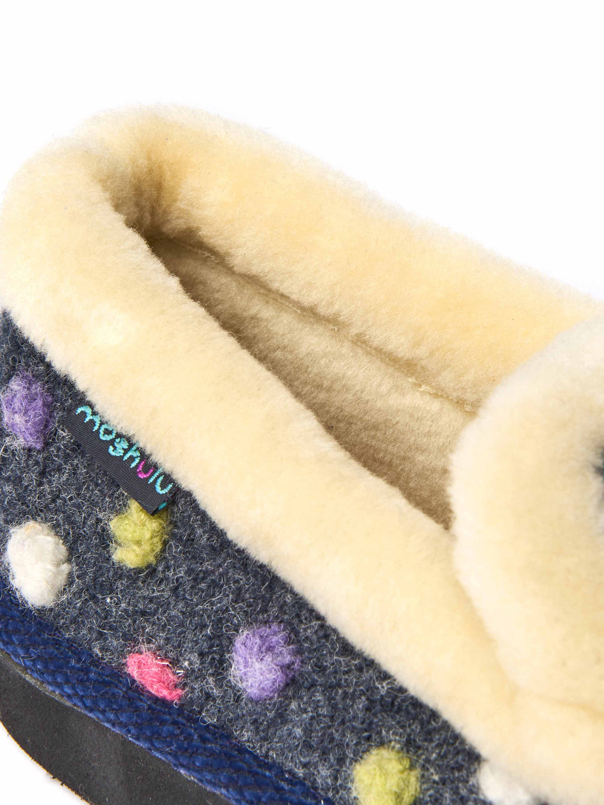 Blue classic colourful spotty slippers - PEANUT BRITTLE INDIGO