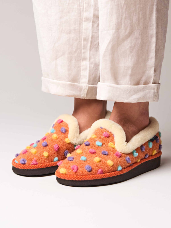 Orange classic colourful spotty slippers - PEANUT BRITTLE ORANGE