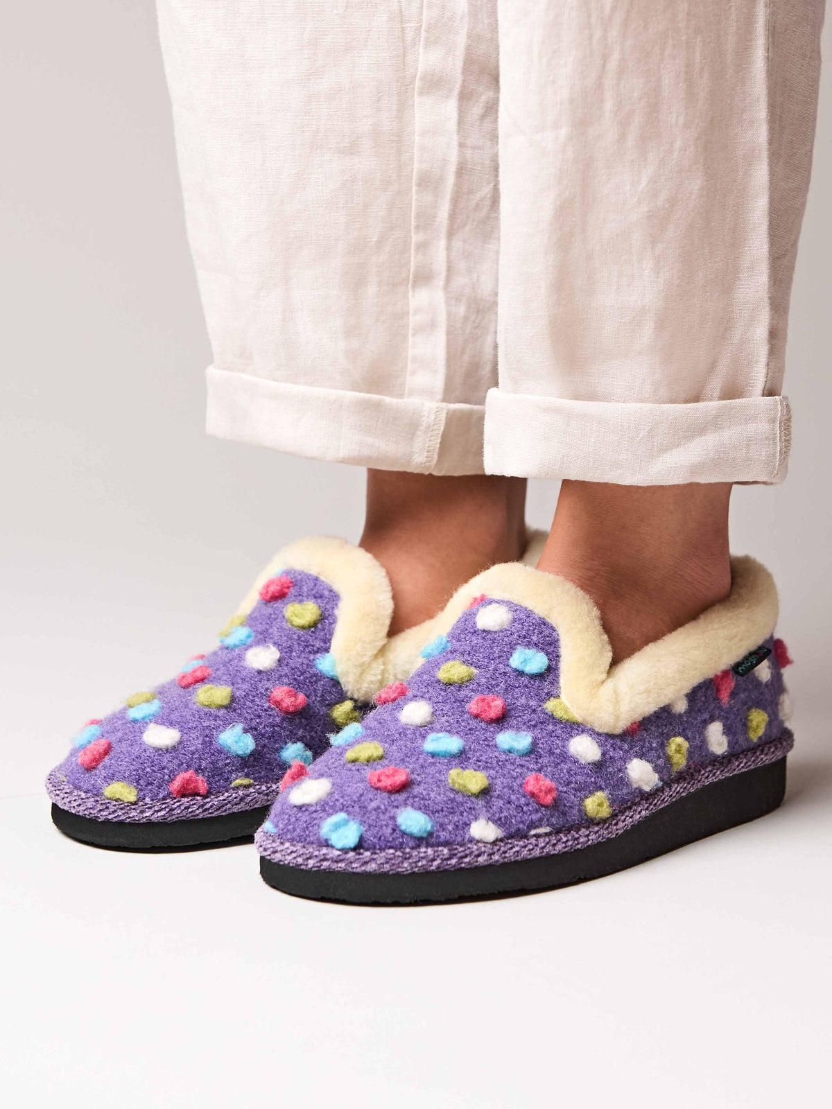 Purple classic colourful spotty slippers - PEANUT BRITTLE VIOLET