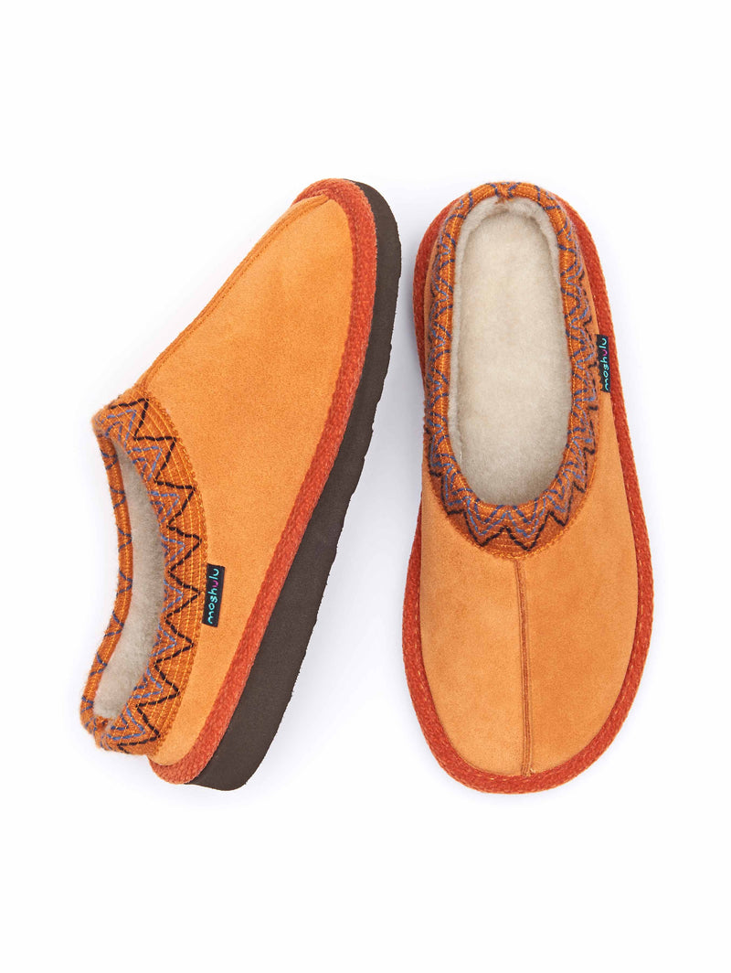 Orange suede Turkish mule slippers - ALASKA 2 ORANGE