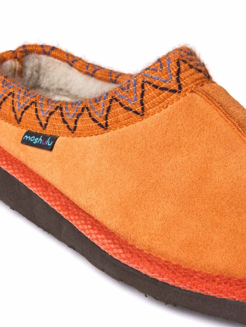 Orange suede Turkish mule slippers - ALASKA 2 ORANGE