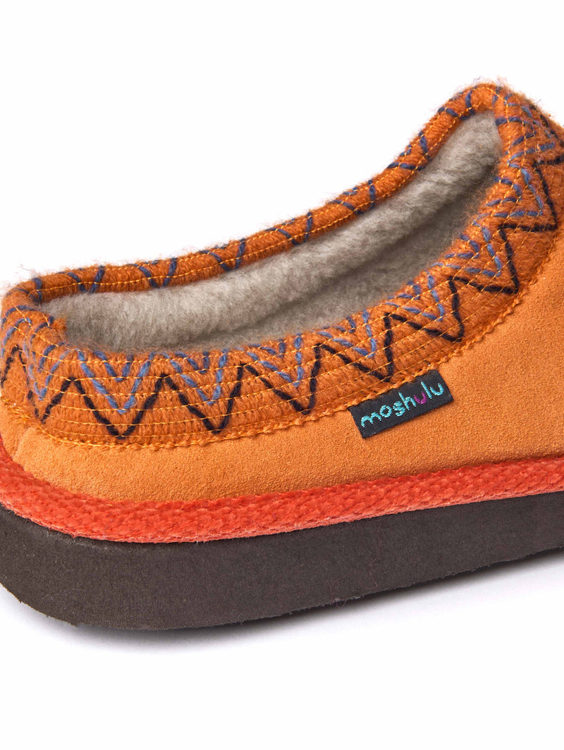 Orange suede Turkish mule slippers - ALASKA 2 ORANGE