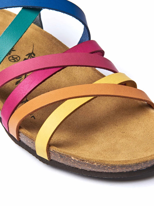 Multi strappy contoured cork sandals - GINGER ALE RAINBOW MULTI