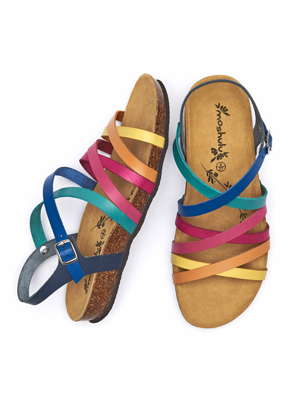 Multi strappy contoured cork sandals - GINGER ALE RAINBOW MULTI