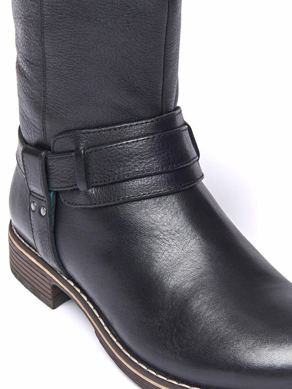 Black classic leather long boots - MISTLETOE BLACK