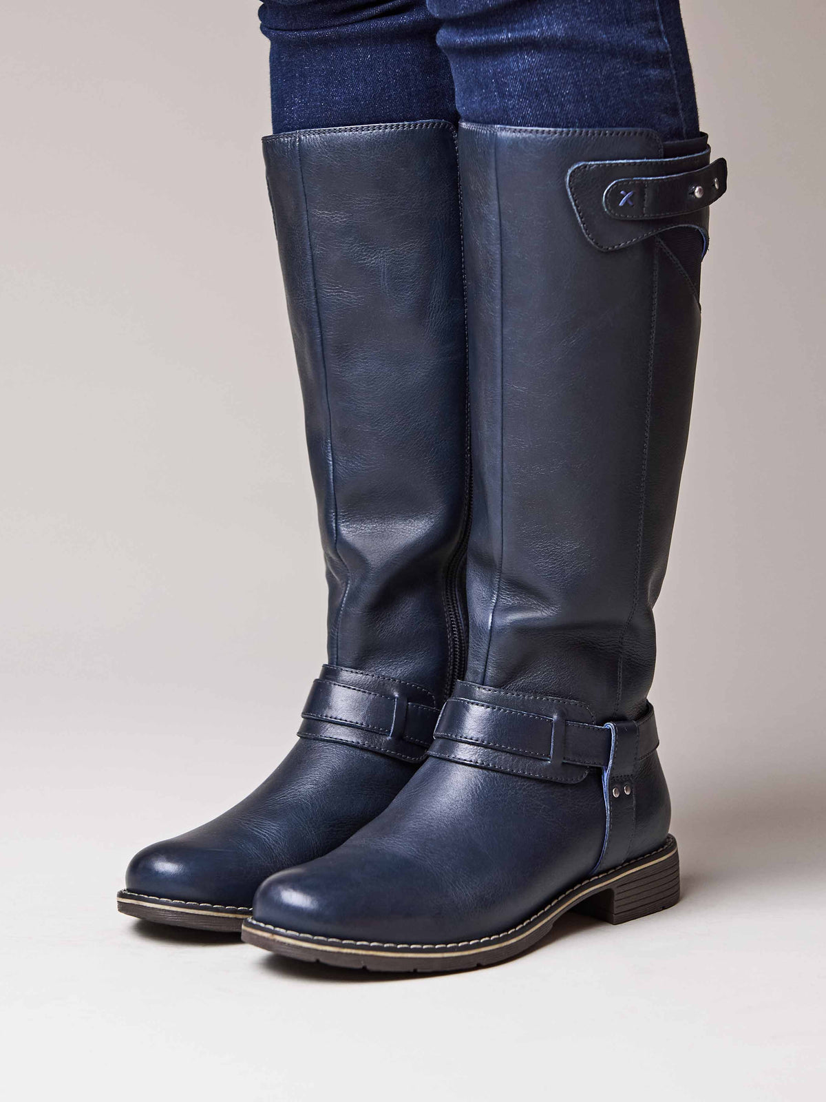 Blue classic leather long boots - MISTLETOE INDIGO