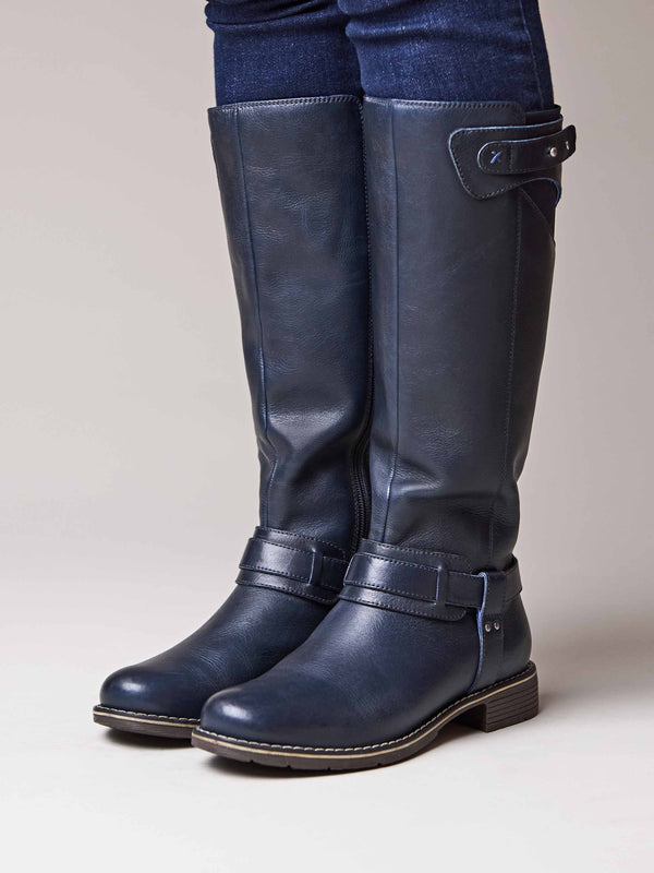 Blue classic leather long boots - MISTLETOE INDIGO