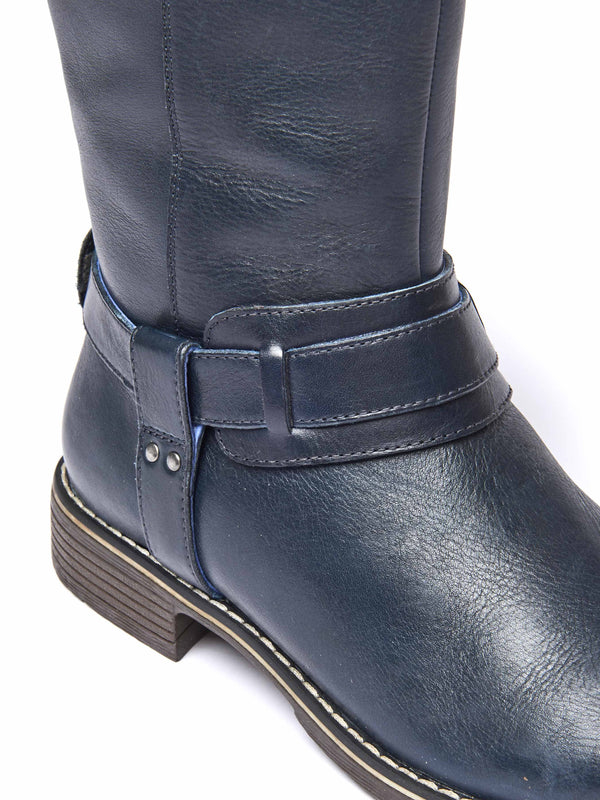 Blue classic leather long boots - MISTLETOE INDIGO