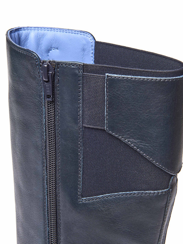 Blue classic leather long boots - MISTLETOE INDIGO