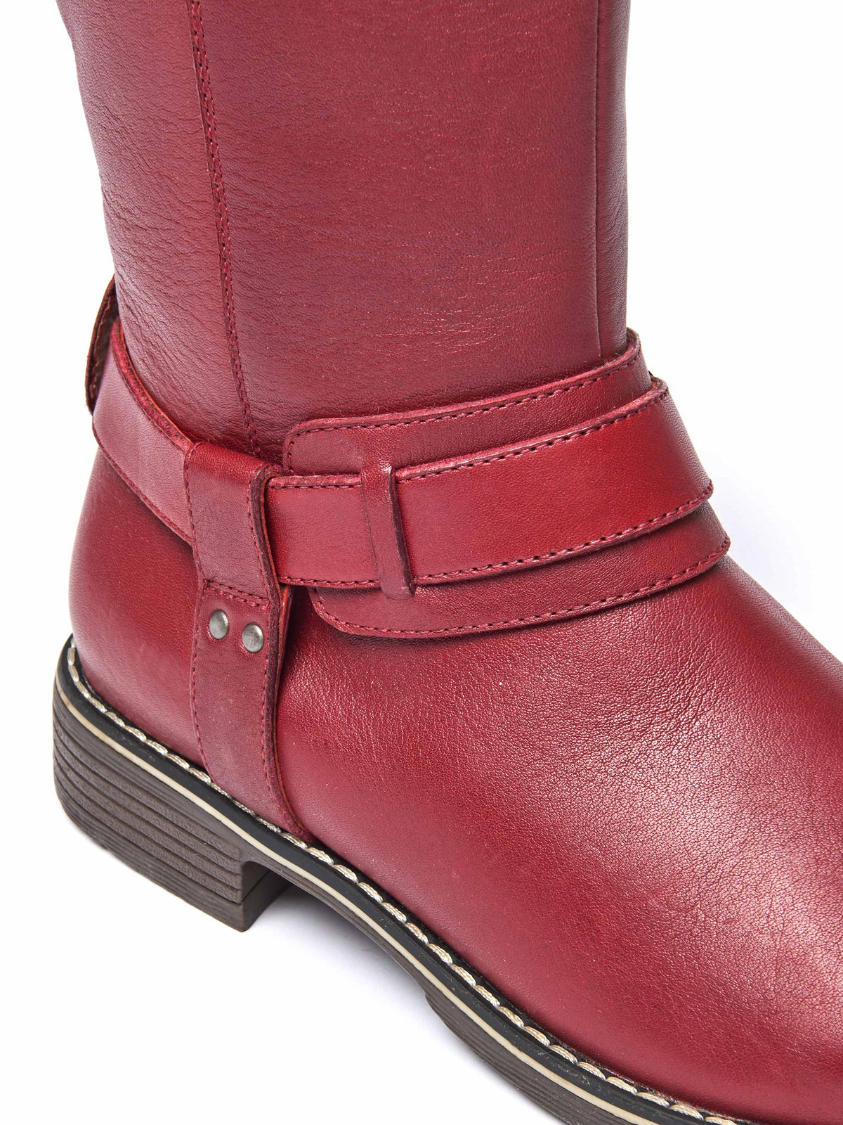Red classic leather long boots - MISTLETOE LIPSTICK RED
