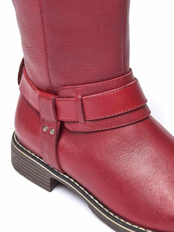 Red classic leather long boots - MISTLETOE LIPSTICK RED