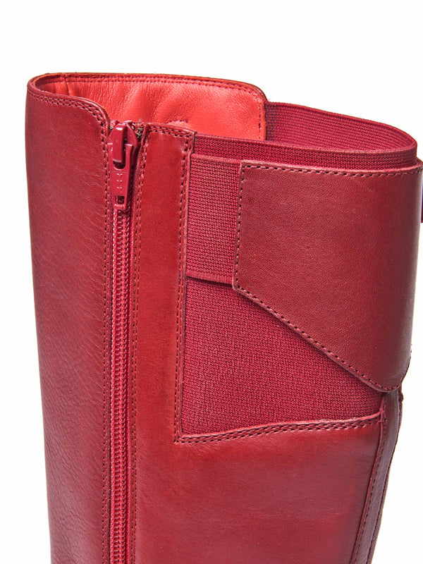Red classic leather long boots - MISTLETOE LIPSTICK RED