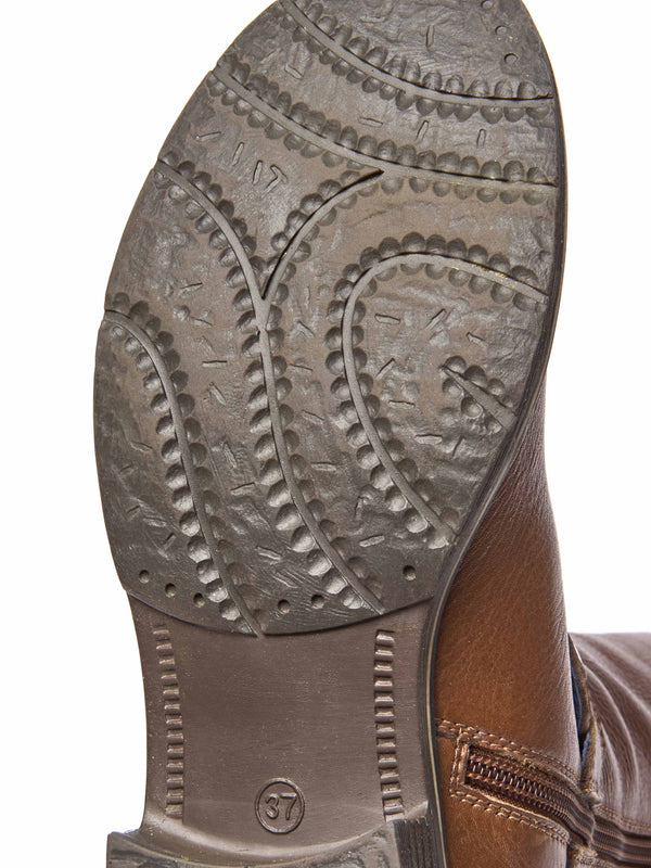Brown classic leather long boots - MISTLETOE PECAN