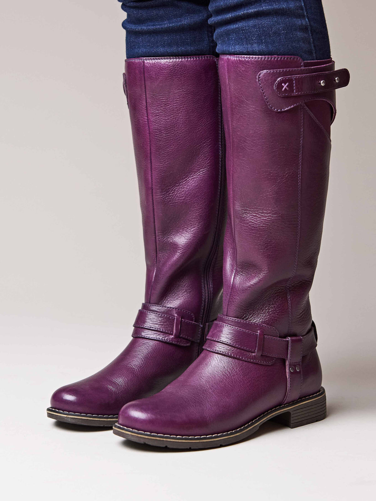Purple classic leather long boots - MISTLETOE PLUM