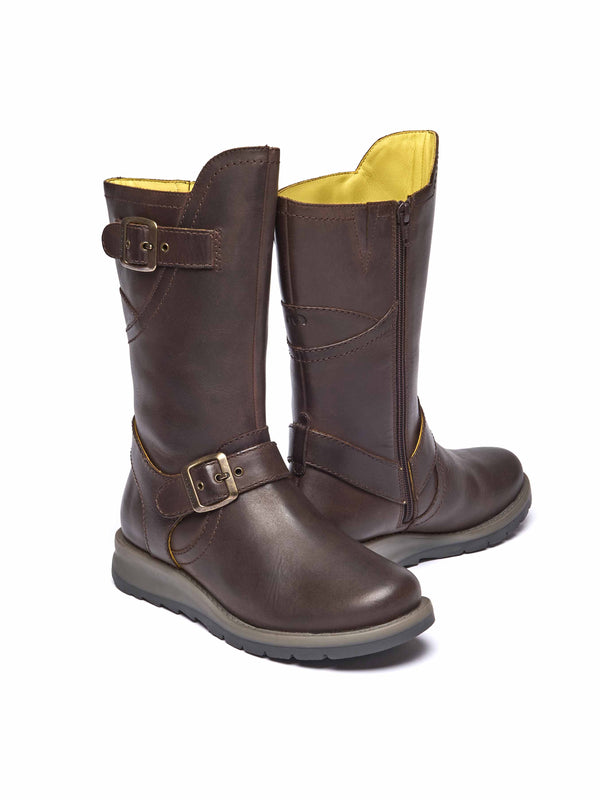 Brown wedge mid-length leather boots - NIGHTJAR CHOCOLATE