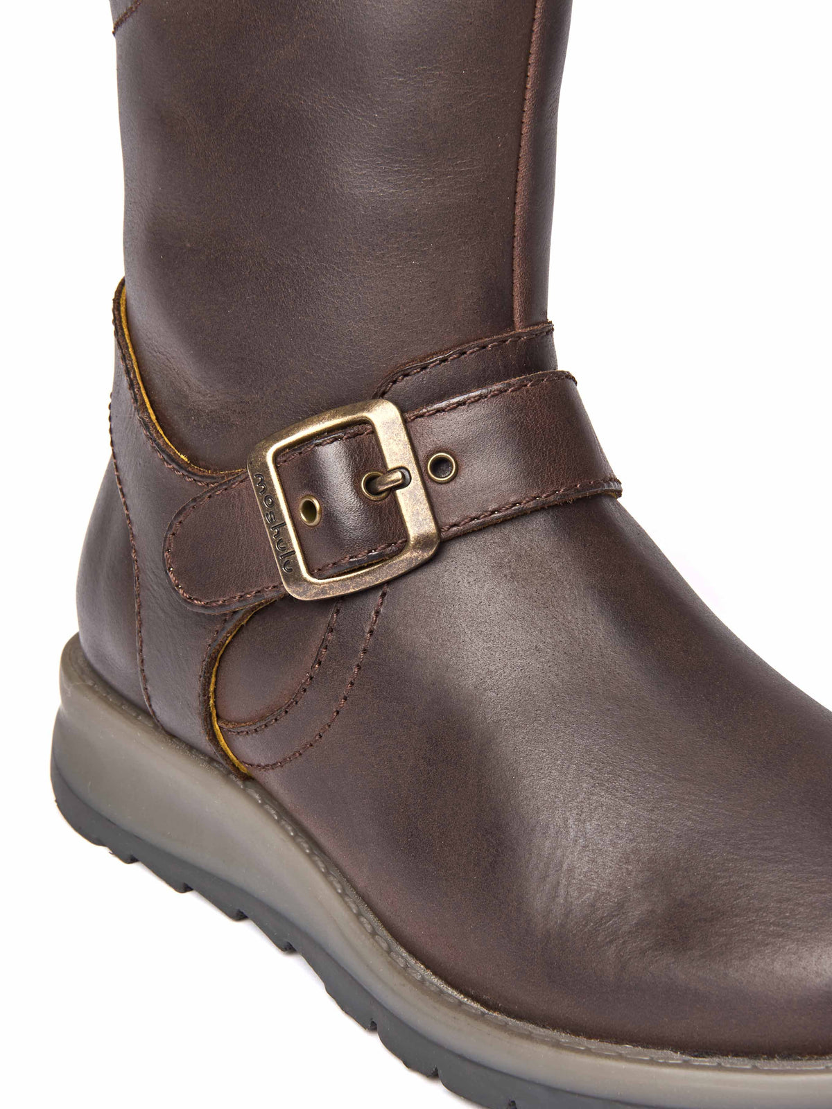 Brown wedge mid-length leather boots - NIGHTJAR CHOCOLATE