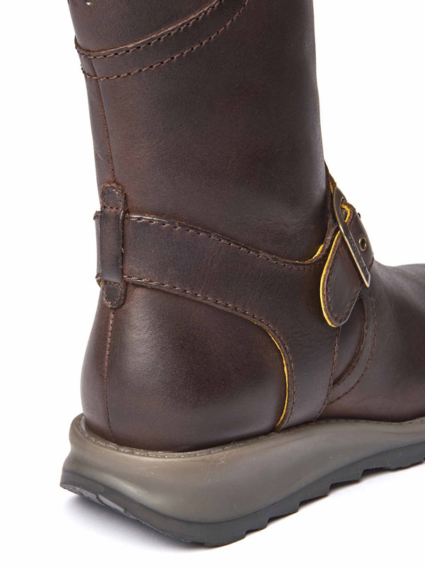 Brown wedge mid-length leather boots - NIGHTJAR CHOCOLATE