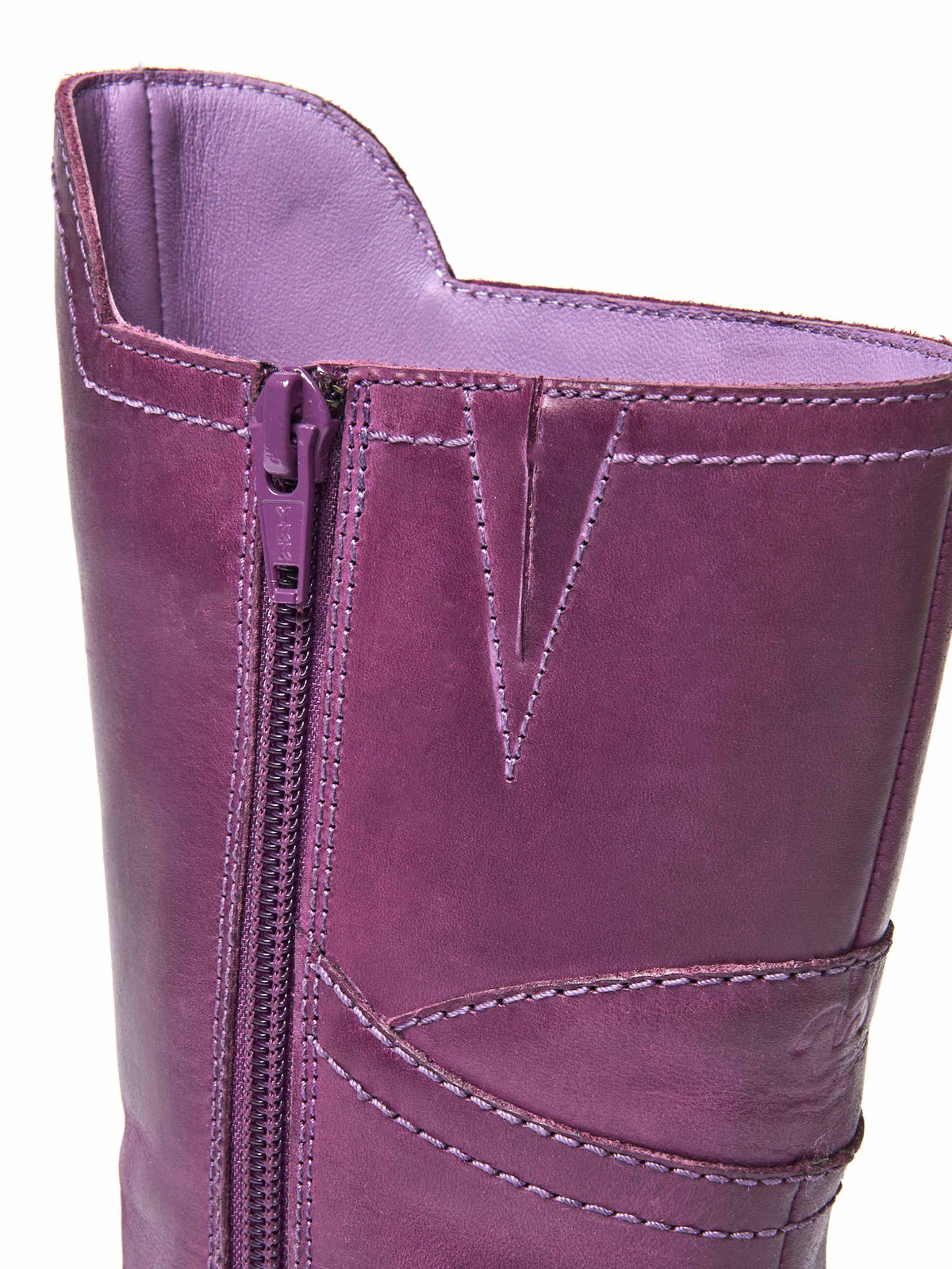 Purple wedge mid-length leather boots - NIGHTJAR PLUM