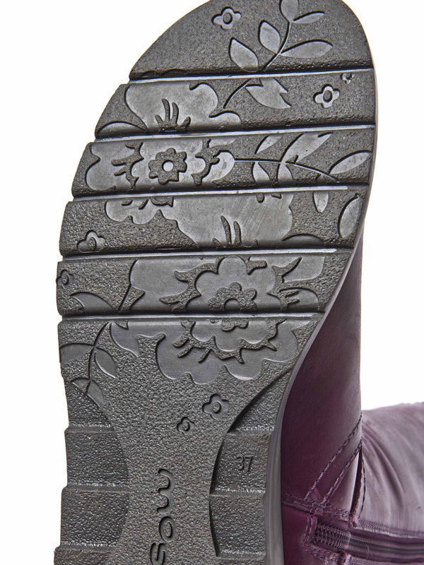 Purple wedge mid-length leather boots - NIGHTJAR PLUM