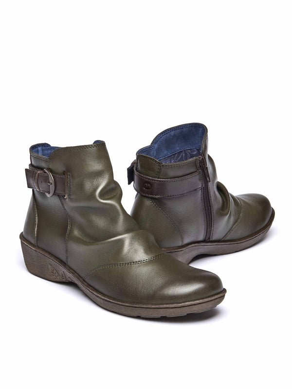 Green slouchy ankle boots - BOURBON 2 OLIVE GREEN/BROWN LEATHER