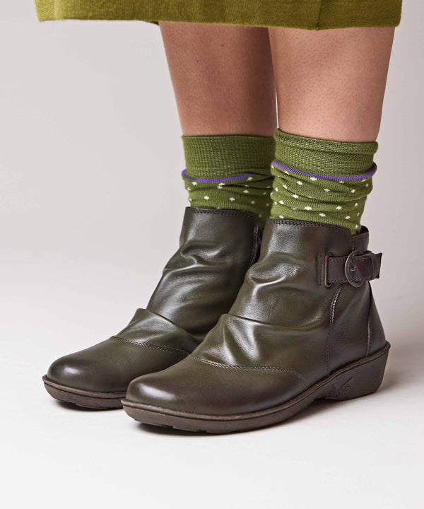 BOURBON 2 OLIVE GREEN/BROWN LEATHER