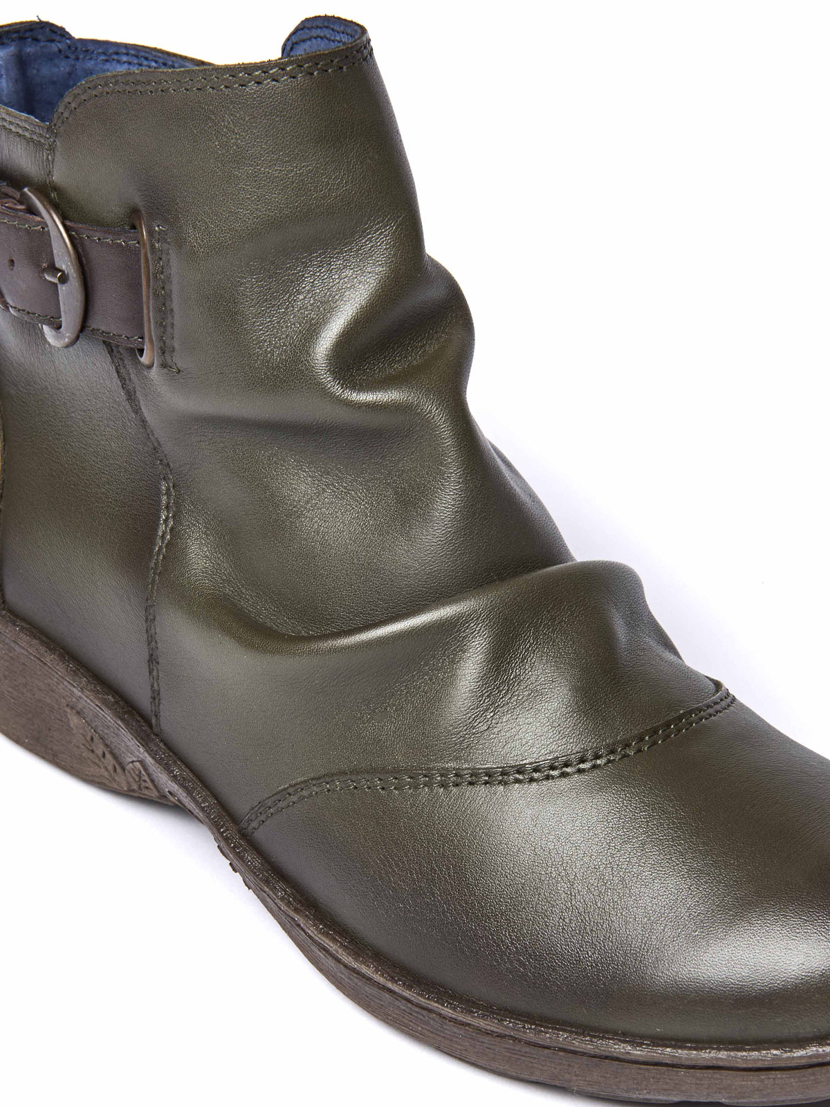 Green slouchy ankle boots - BOURBON 2 OLIVE GREEN/BROWN LEATHER