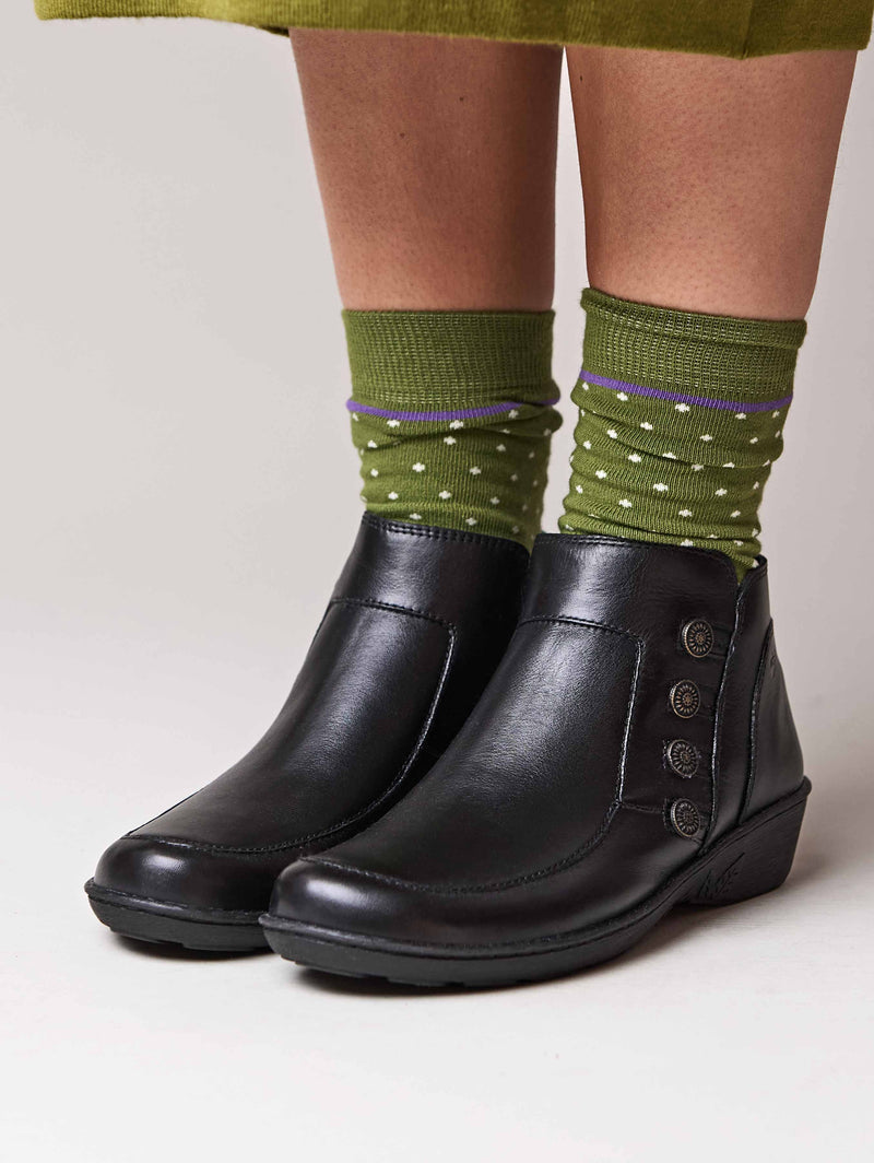 Black leather lightweight ankle boots - FRUIT DROP 2 BLACK