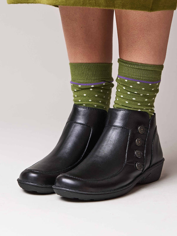 Black leather lightweight ankle boots - FRUIT DROP 2 BLACK