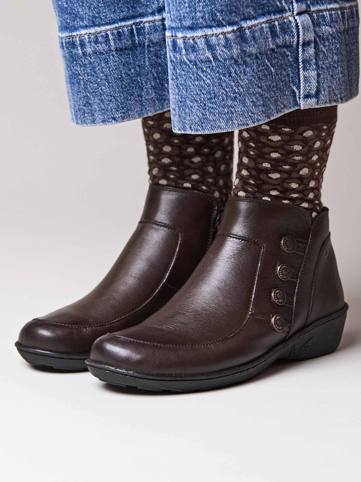 Brown leather lightweight ankle boots - FRUIT DROP 2 BROWN