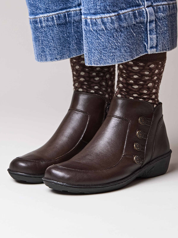Brown leather lightweight ankle boots - FRUIT DROP 2 BROWN