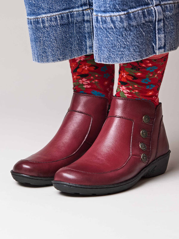Red leather lightweight ankle boots - FRUIT DROP 2 CABERNET