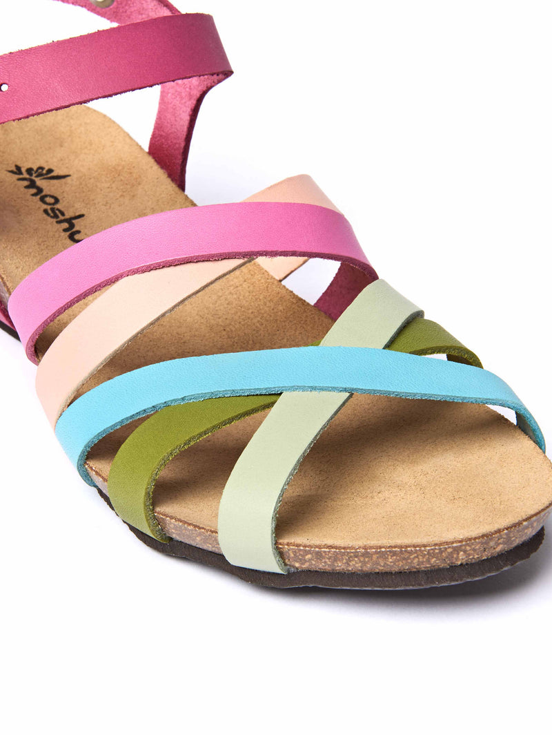 Pink wedged cork footbed sandals - ZILLA FUCHSIA MULTI LEATHER