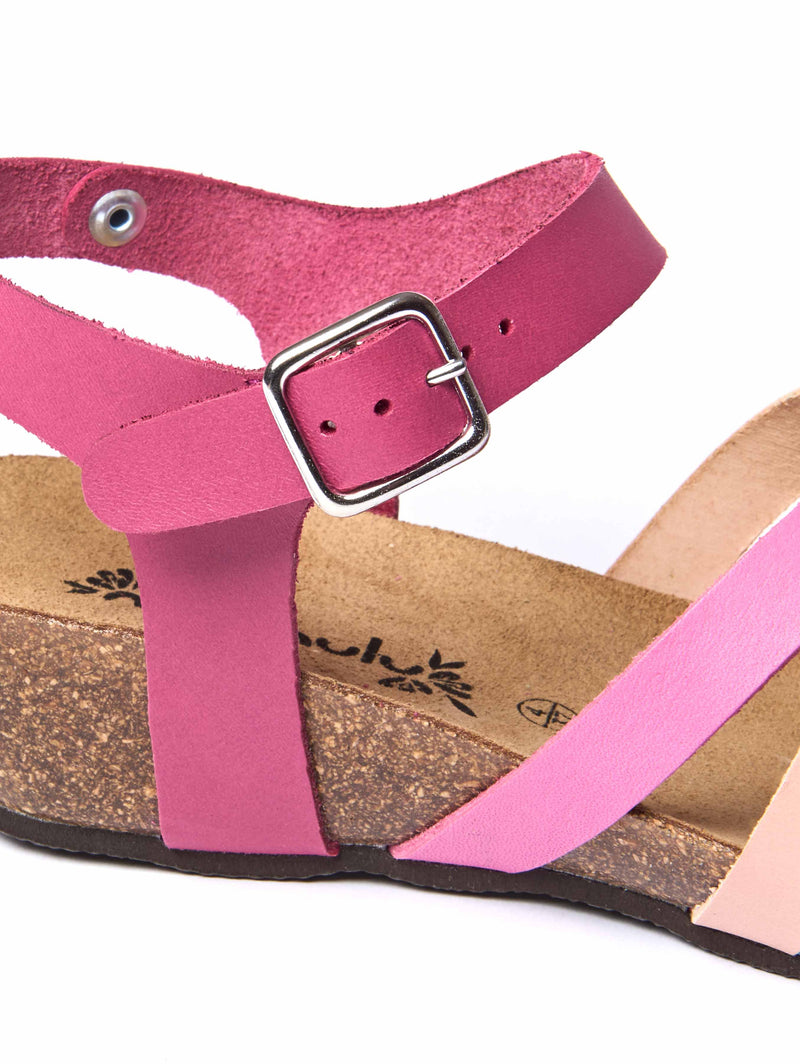 Pink wedged cork footbed sandals - ZILLA FUCHSIA MULTI LEATHER