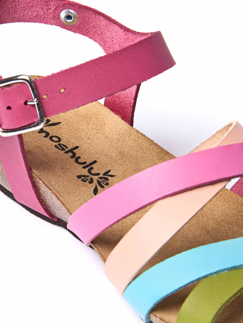Pink wedged cork footbed sandals - ZILLA FUCHSIA MULTI LEATHER