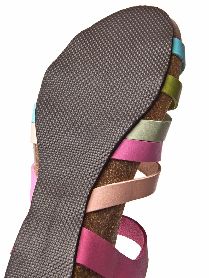 Pink wedged cork footbed sandals - ZILLA FUCHSIA MULTI LEATHER