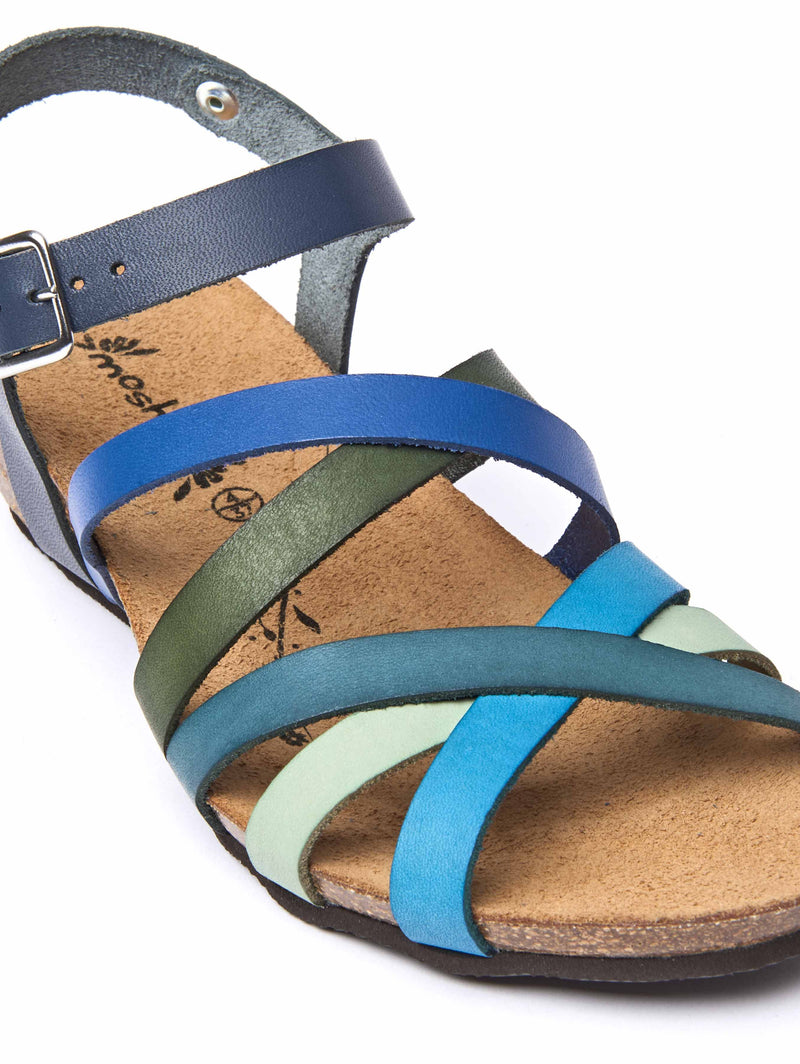 Blue wedged cork footbed sandals - ZILLA BLUE MULTI