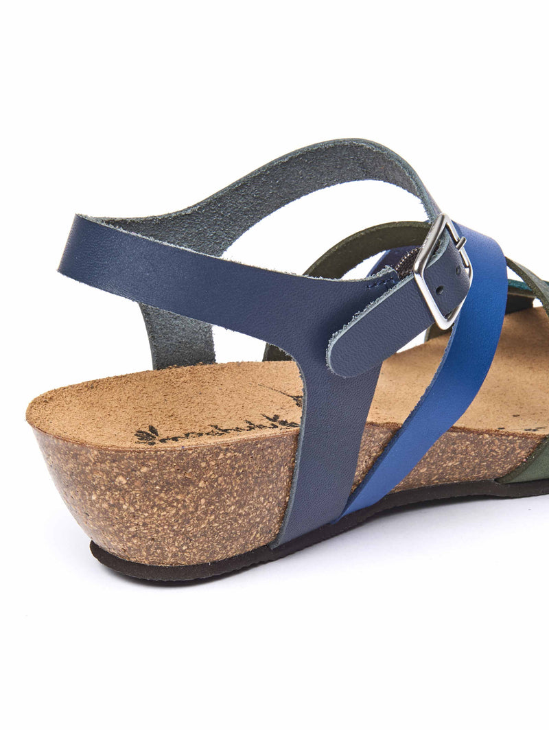 Blue wedged cork footbed sandals - ZILLA BLUE MULTI