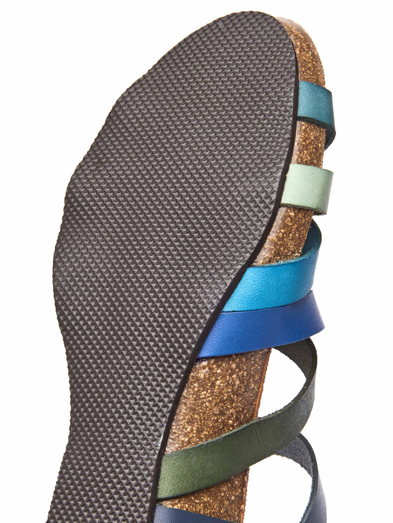 Blue wedged cork footbed sandals - ZILLA BLUE MULTI