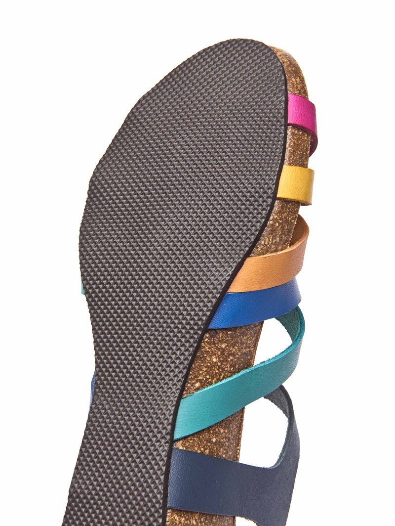 Multi wedged cork footbed sandals - ZILLA RAINBOW MULTI
