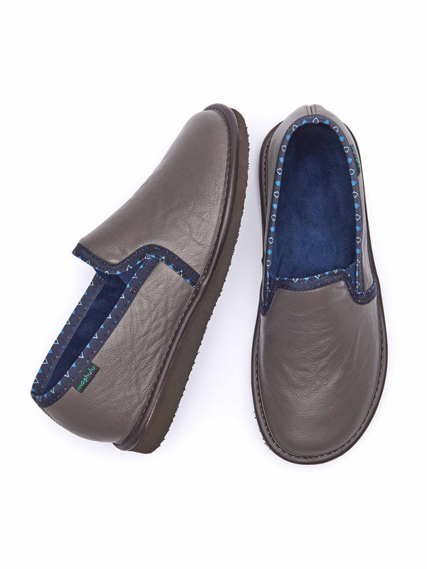 men's classic leather slippers - NEPAL 4 SMOKY BROWN