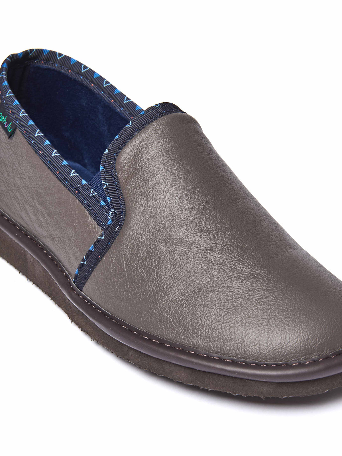 men's classic leather slippers - NEPAL 4 SMOKY BROWN