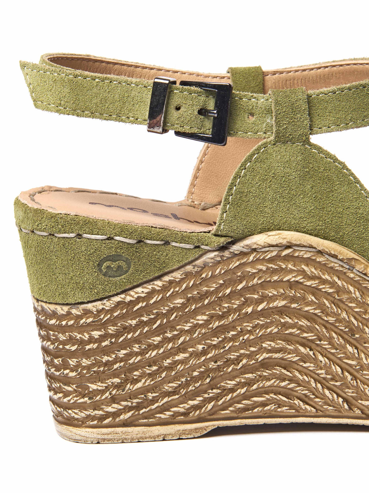 Green t-bar wedge sandals - PEACH MELBA 2 LICHEN GREEN SUEDE