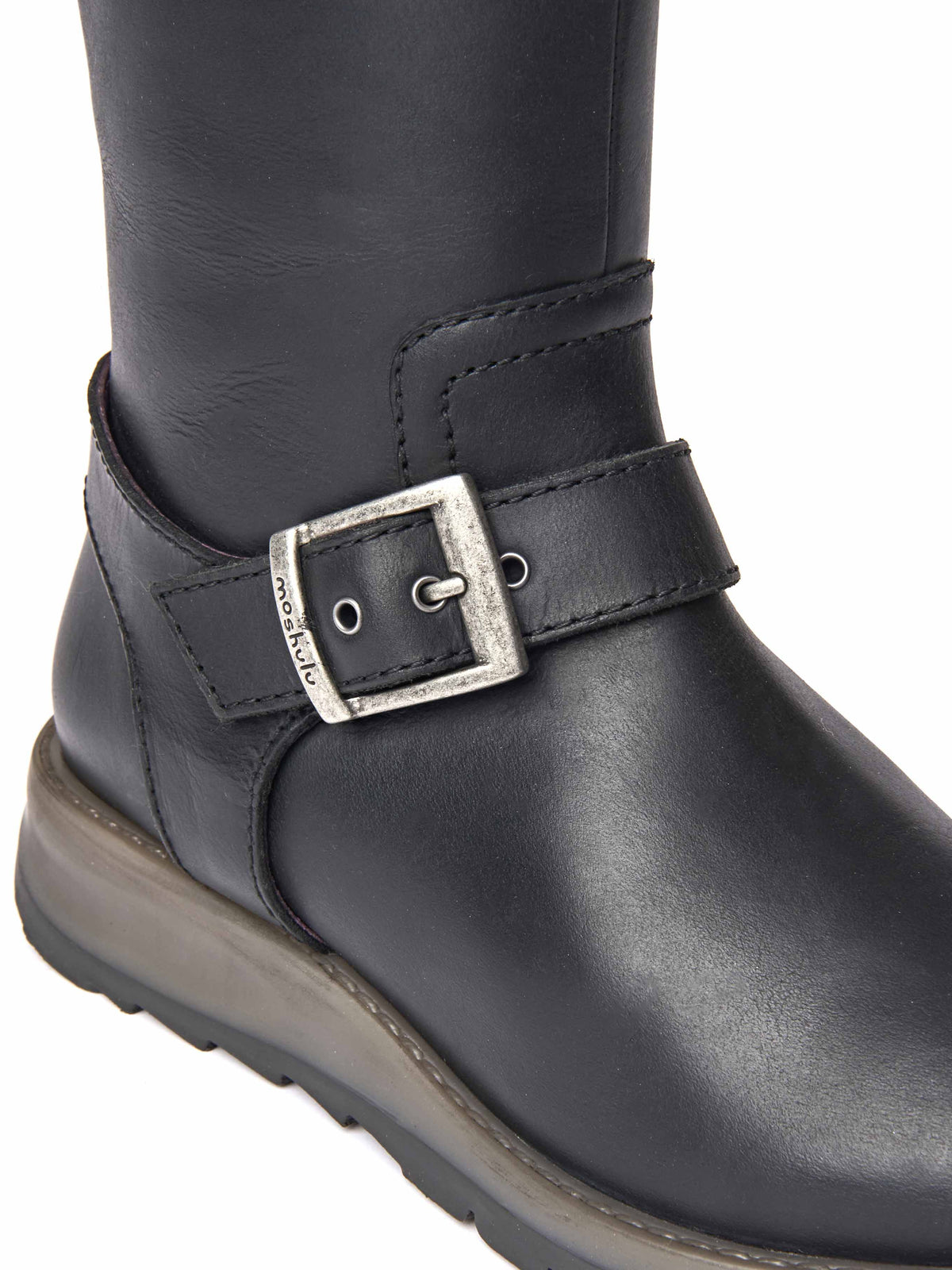 Black long leather wedge boots - STARGAZER BLACK
