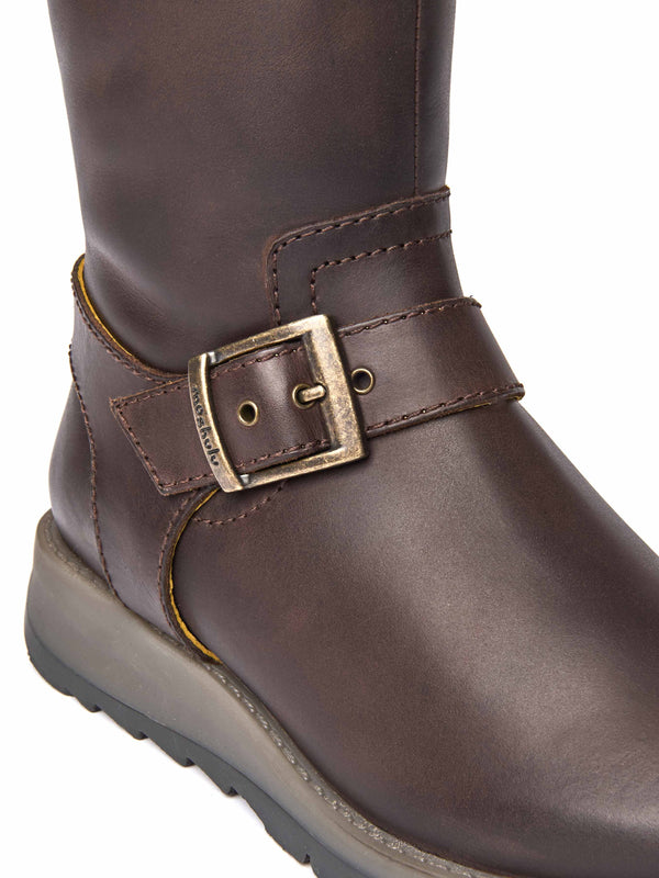 Brown long leather wedge boots - STARGAZER CHOCOLATE
